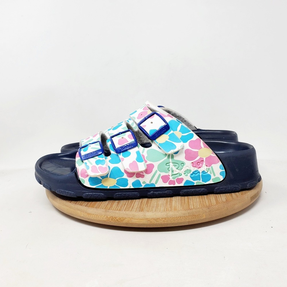 Birki Sansibar Sandals 36 Womens 5 Blue Pink Floral Buckles Straps Slide Shoes